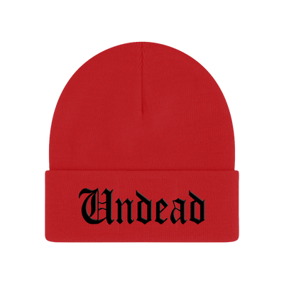 Undead Script Cuff Beanie (Red)