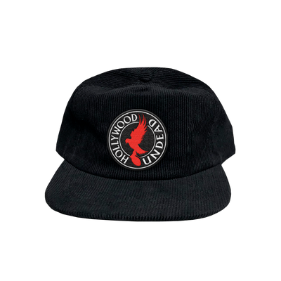 Circle Logo Patch Corduroy Snapback Hat (Black)