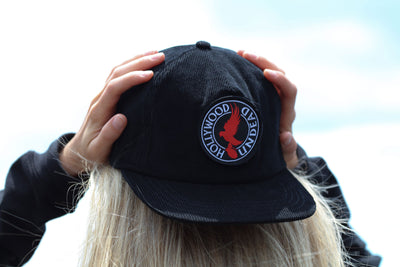 Circle Logo Patch Corduroy Snapback Hat (Black)