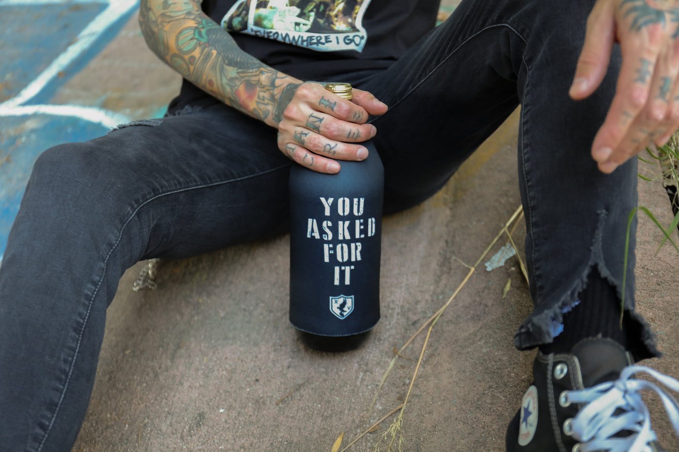 Everywhere I Go 40oz Koozie (Black)