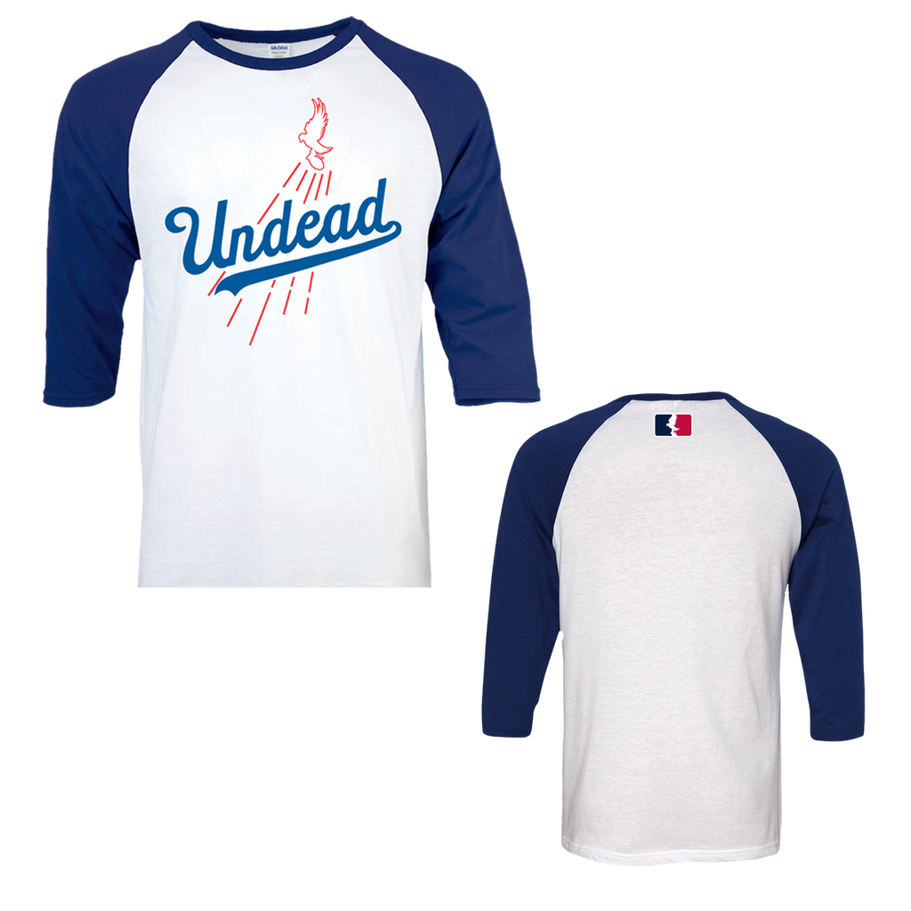 Undead Baseball Jersey Twofer Hooded Long-Sleeve Top